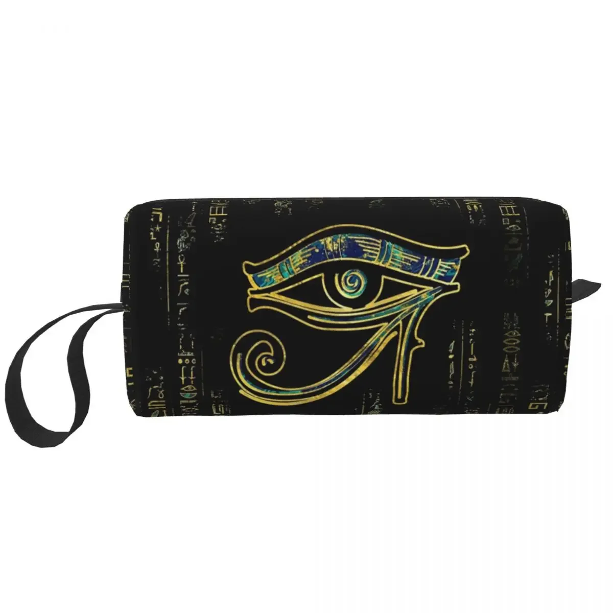 Egyptian Eye Of Horus Hieroglyphs Cosmetic Bag Women Makeup Bag Ancient Egypt Water Resistant Toiletry Bag Organizer Storage Bag