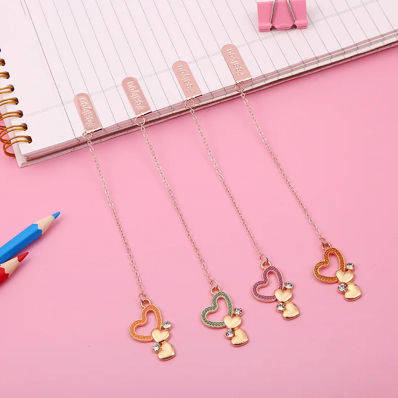 2pcs Cartoon Star Pattern Shape Metal Bookmark for Book Clips Cute Small Pendant Special-shaped Book Page Folder Bookmarks