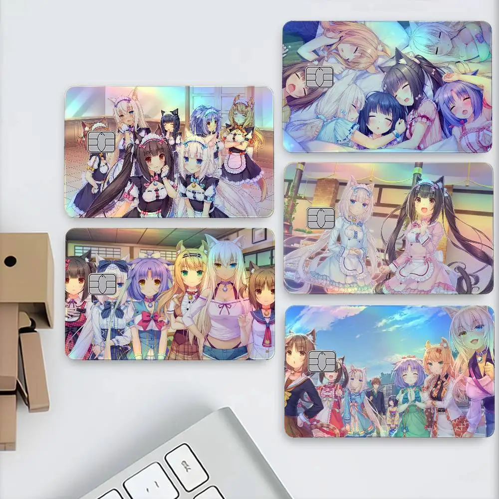 NEKOPARA Anime Laser Holographic Card Skin Sticker For Credit Debit Cards - 4pcs/Set Waterproof Scratch-Resistant Protector
