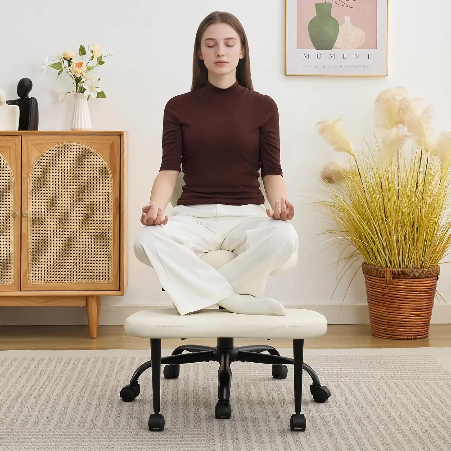 

Ergonomic Criss Cross Legged Office Chair, ADHD Chair, Wide Height Adjustable Seat 360° Swivel Footstool with, Customized