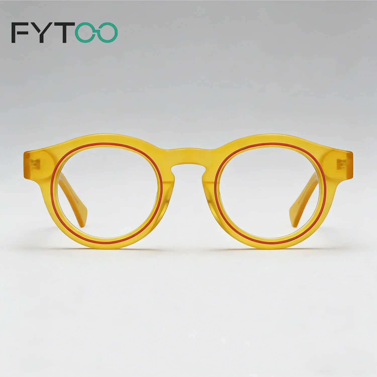 

FYTOO Women's Fashion Acetate Round Eyeglasses Frames Yellow Eyewear for Daily Casual YD1306