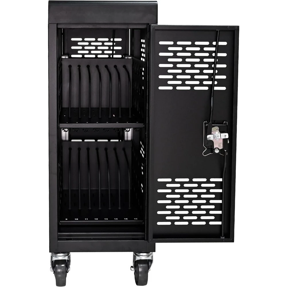 16 Device Charging Cart for Laptop Up to 16.3-inch Screen, Mobile Charging Station and Tablet Storage Cart for iPad, Chromebooks