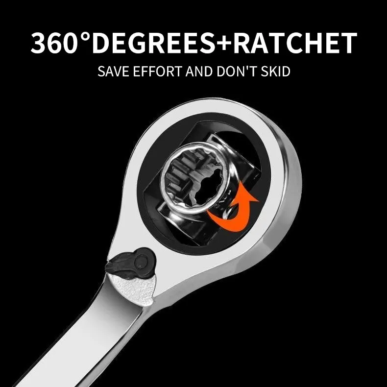 Multifunctional Ring Ratchet Wrench Tool, Universal Maintenance Tool, Rotating Hexagonal Plate