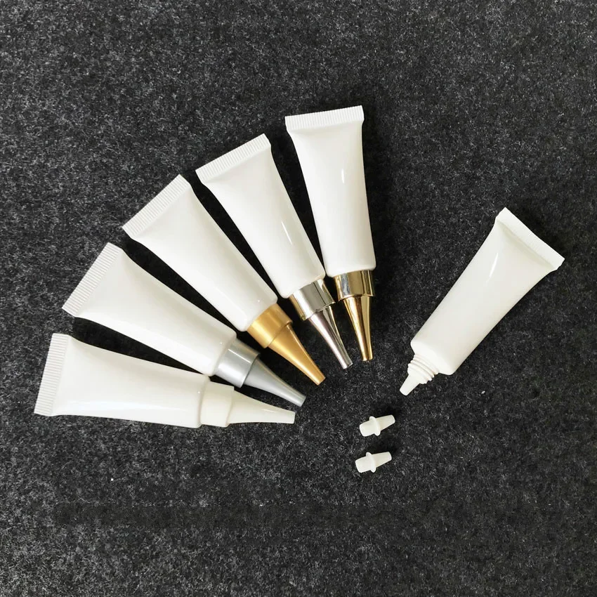 10ml 10g ホワイトプラスチックソフトチューブ空の化粧品スクイーズボトルアイクリームリップグロスローションサンプル詰め替え容器