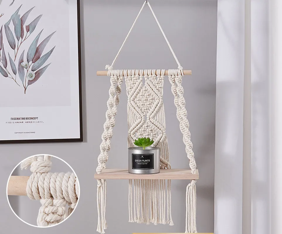 

Bohemian Hand-woven Wall-mounted storage Rack Homestay Storage Rack wall occlusion Wall Home Decoration