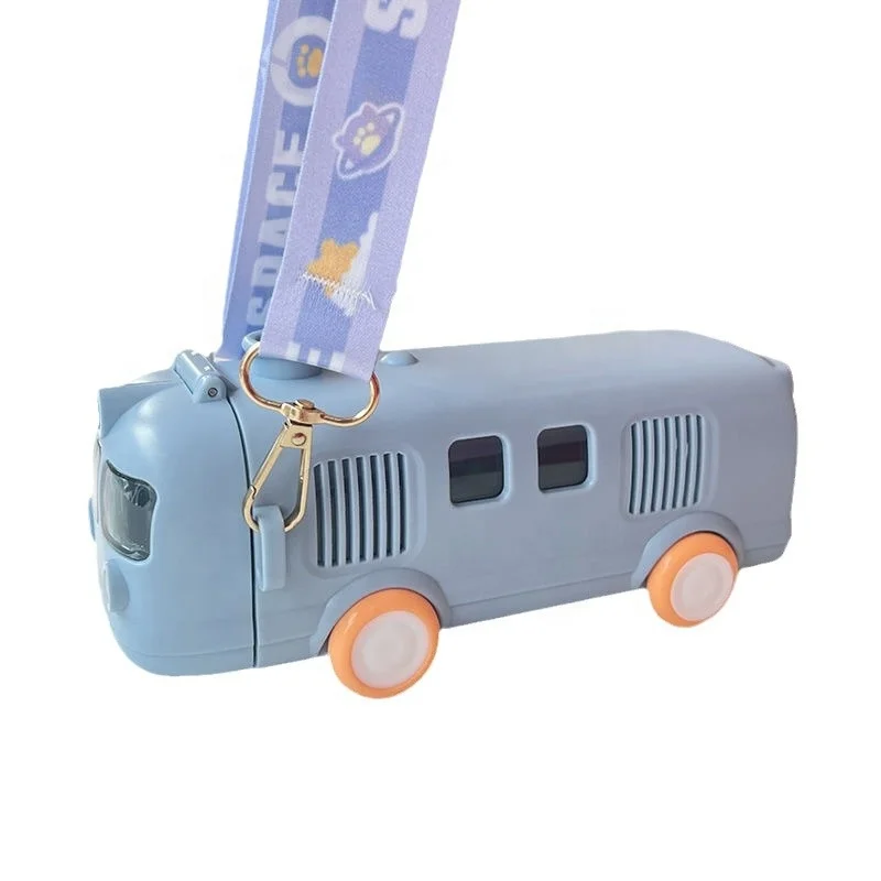 

STLF Creative Outdoor Activity Fun Trainable Bus Train Car Silicone Straw Water Cup Students Boys Bicycle Water Bottles