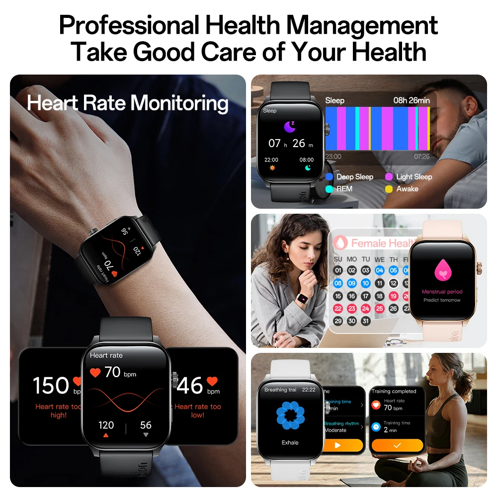 Curve3 1.93'' HD Full Screen Couple Smart Watch IP68 Waterproof Sports Watch Heart Rate Monitor Home Health Monitoring Device