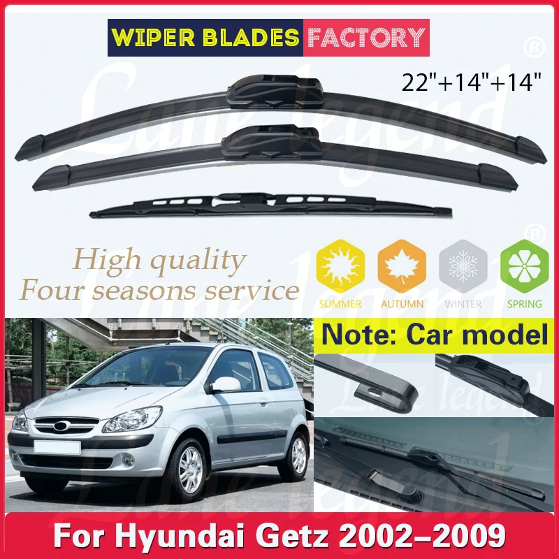 

Wiper Front Rear Wiper Blades Set Kit For Hyundai Getz 2002-2009 Windshield Windscreen Window Brushes 22"14"14" Car Accessories