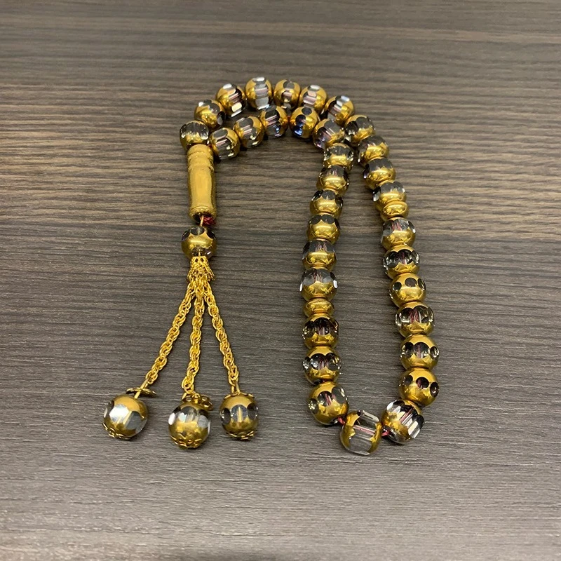 Prayer Beads Bracelet 33 Pieces Gold Wrapped Crystal Hand String Exquisite Ornament For Daily Wear And Collection view 4