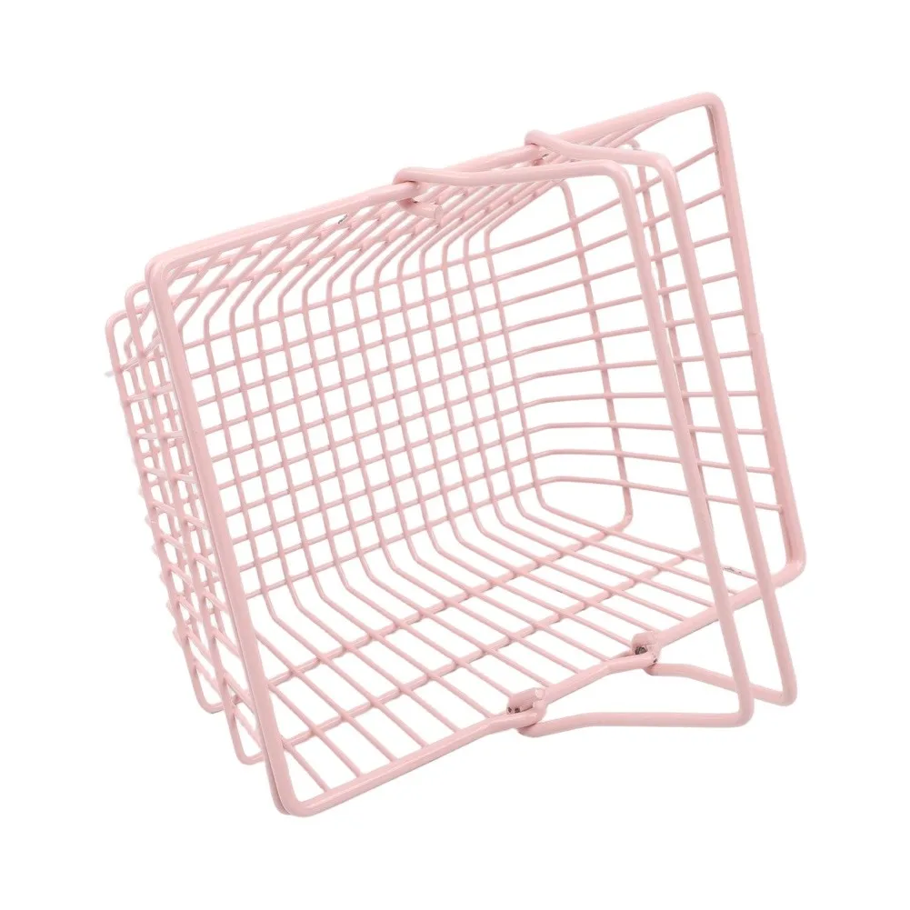 for Pink Girl for Desktop For Mini Storage Basket with Bow for Cosmetics Jewelry and Small Sundries Iron Construction