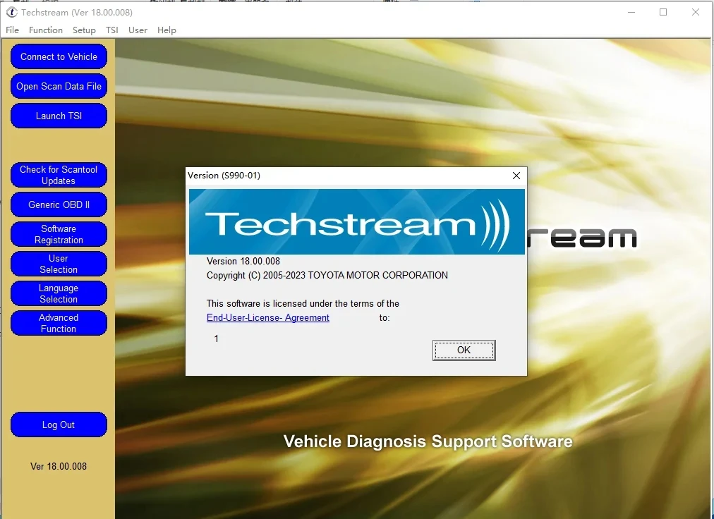 Newest FOR TOYOTA TIS Techstream 18.00.008 Software Link and Active Code Work with MINIVCI MINI VCI Support win10 64bit