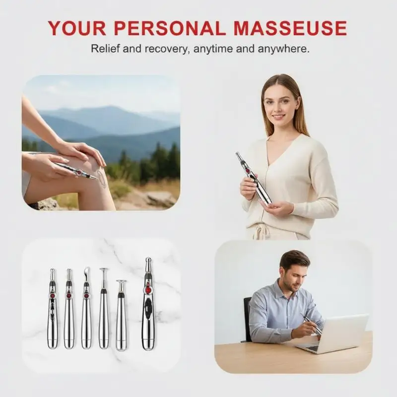 5 In 1 Electronic Acupuncture Pen Meridian Energy Pulse Massage Pen Acupoint Stimulation Pain Relief Muscle Relaxation Portable