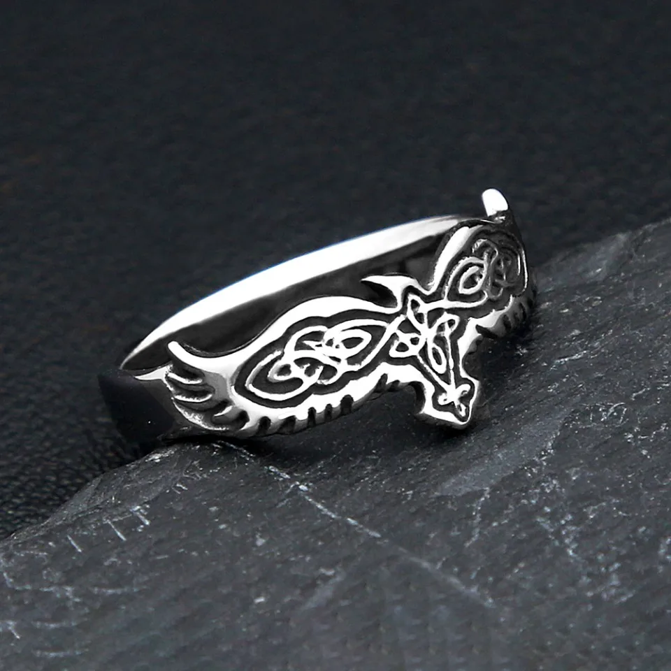 Vintage Einfache Edelstahl Vikings Raven Ring Mode Nordic Keltischen Knoten Ringe Für Männer Frauen Amulett Schmuck Dropshipping