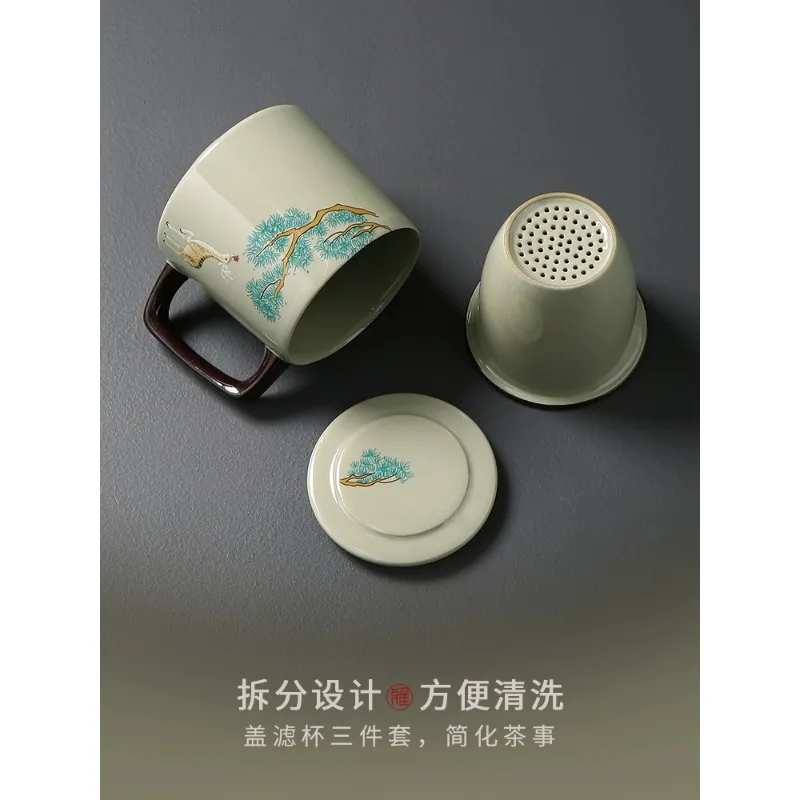 Boutique Ceramic Office Cup Tea Separation Mug Private Customization with Lid Soaking Cup Personal Tea Cup