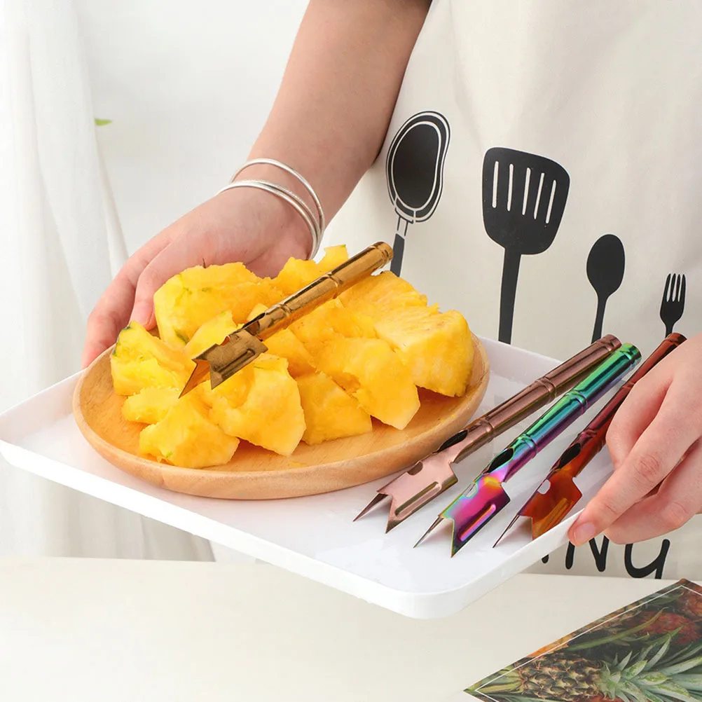 

Pineapple Peeler Stainless Steel V-Shaped Eye Remover Tool Golden Random Easy Grip Handle Non Rust Camping Outdoor Hiking Travel