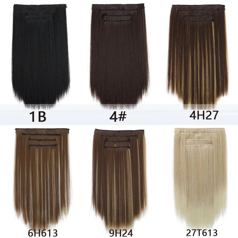 35 سنتيمتر الاصطناعية 4 قطعة/المجموعة مقاطع في وصلات الشعر قصيرة مستقيم تصفيفة الشعر شقراء سوداء قطع الشعر مقاومة للحرارة كاذبة الشعر #3