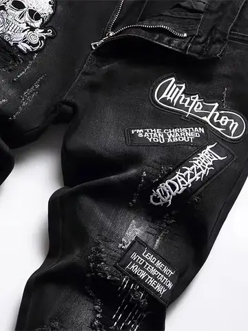 यूरोपीय और अमेरिकी नई धोया छेद Zhangzai फैशनेबल फैशन जींस 8 best sales पुरुषों की जींस - №1