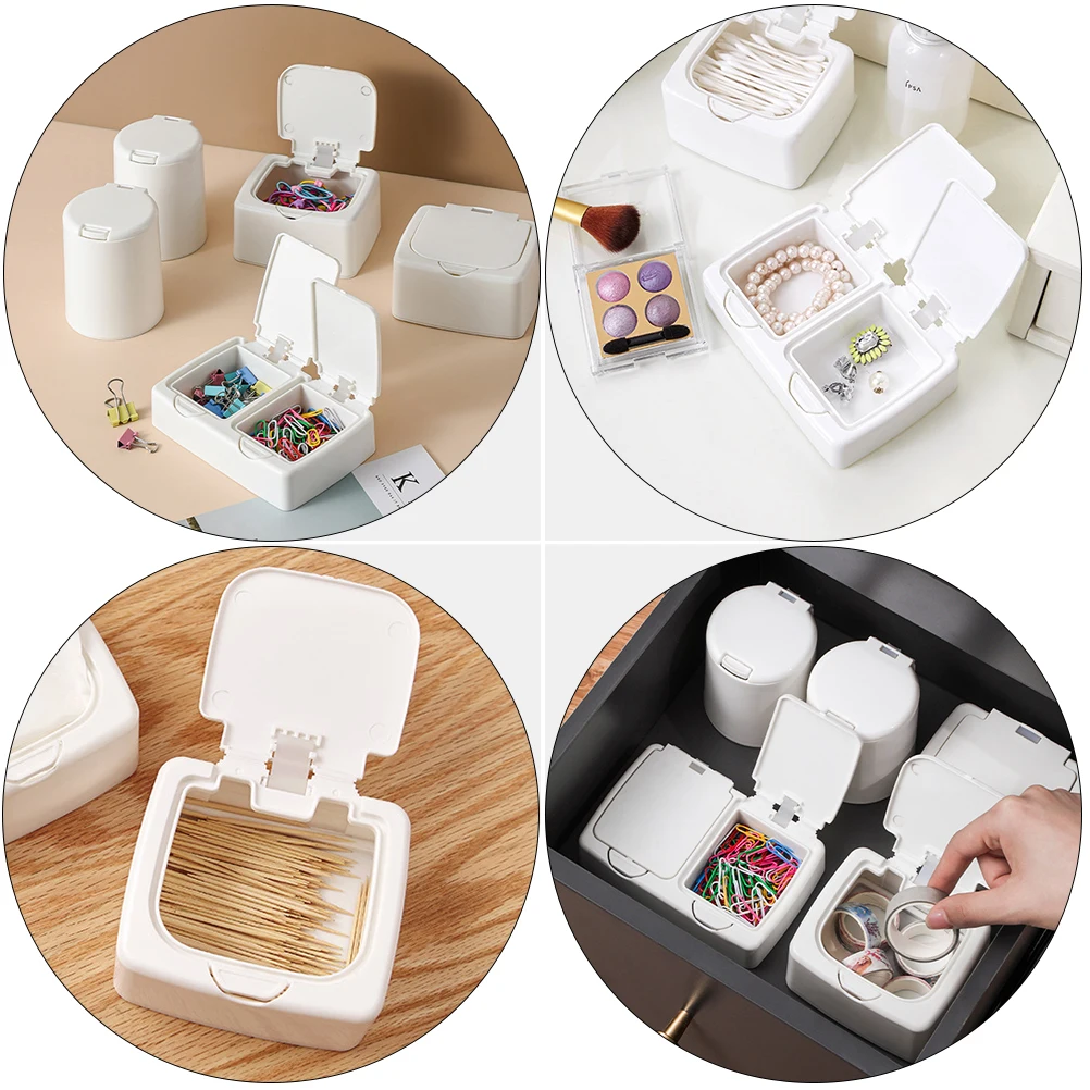 

3pcs Storage Box for Office Desk Easy Operation Various Specifications Cotton Swabs Bins Stationery Holder Home Sundries Case