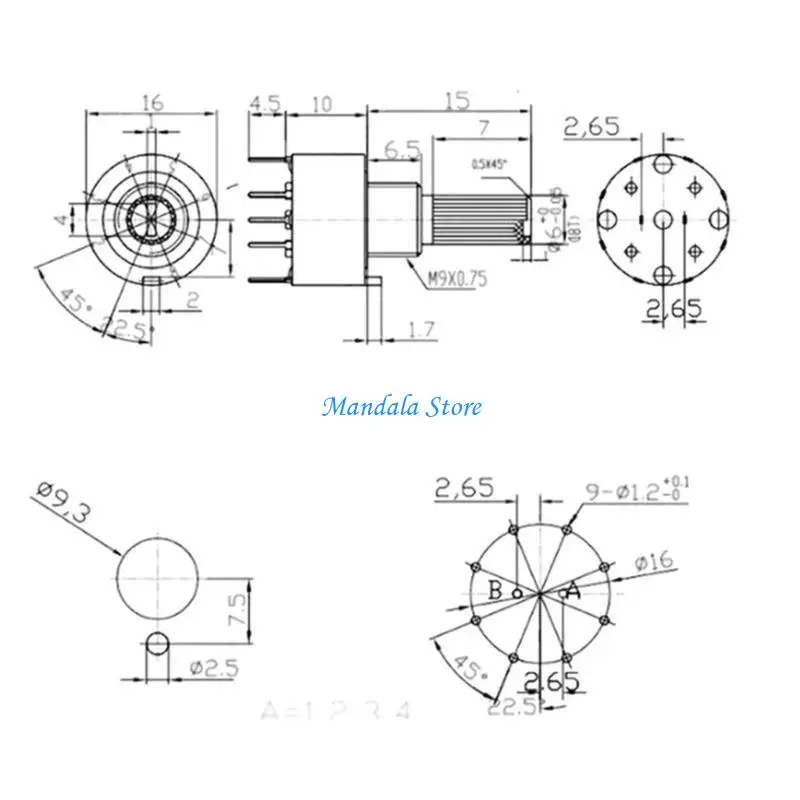 U2JC SR16 16mm Rotary Band Switches 15MM Shafts Plastic Flower Axes Band Switches