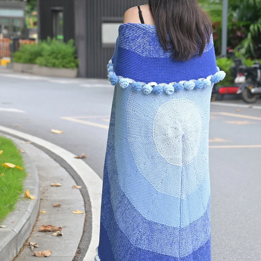 120cm Gradient Bouquet Blanket Romantic Rose Quilt Soft Sofa Air Conditioning Blanket Finished Product Holiday Gift for Friends