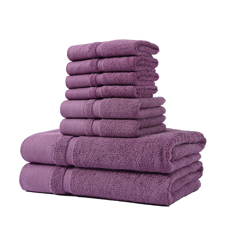 8 PCS BATH TOWEL SET COTTON MEN'S FACE TOWEL HAND TOWEL LADIES LUXURY TOWEL SET HOTEL SAUNA GIFTS WHOLESALE 34X34 70X140 35X75