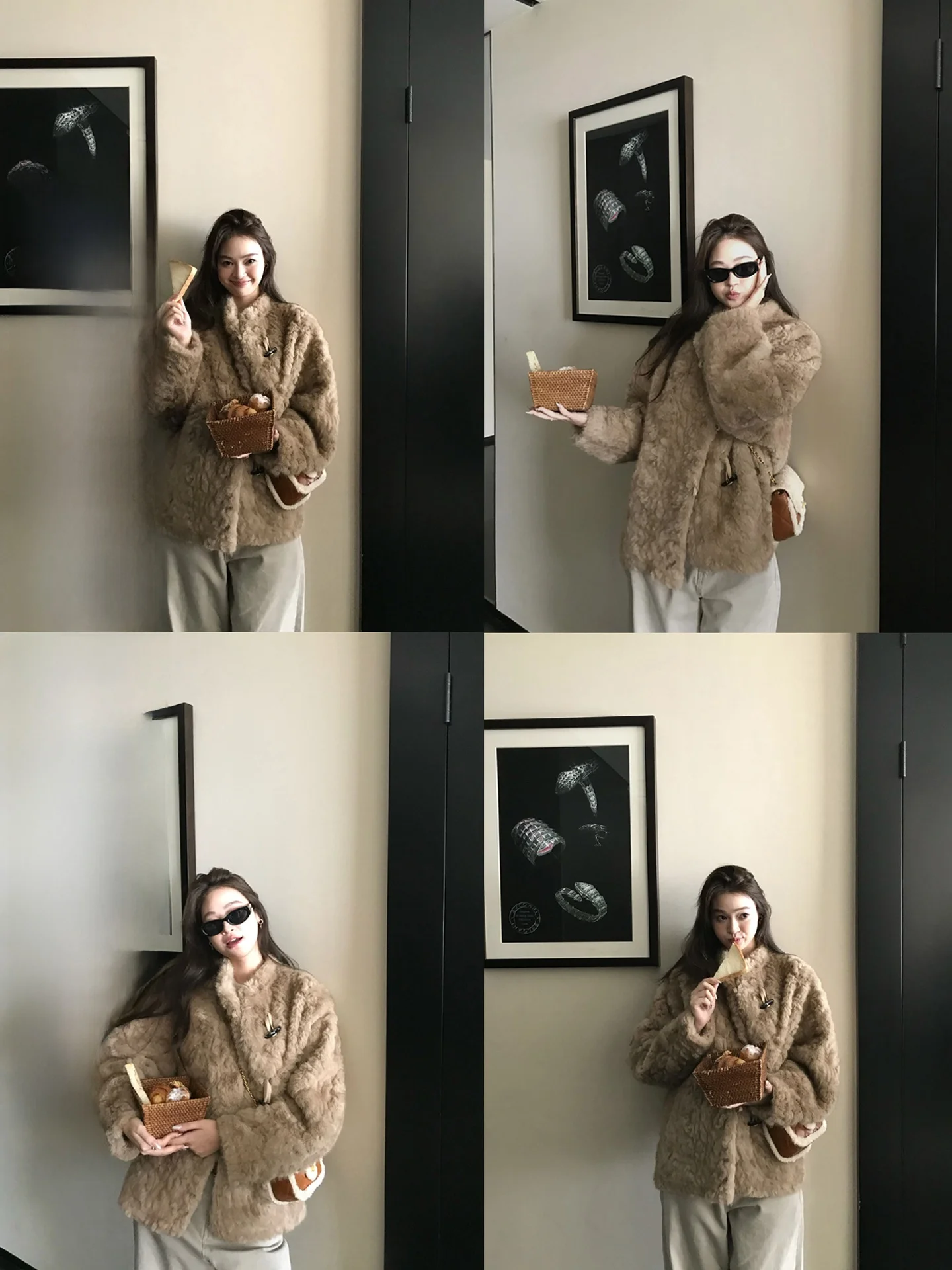 

Eco-Friendly Fur Coat Women's Loose Fur And Leather Inteated Winter Coat Peanut Button Warmth All-Match Sle Long Sve