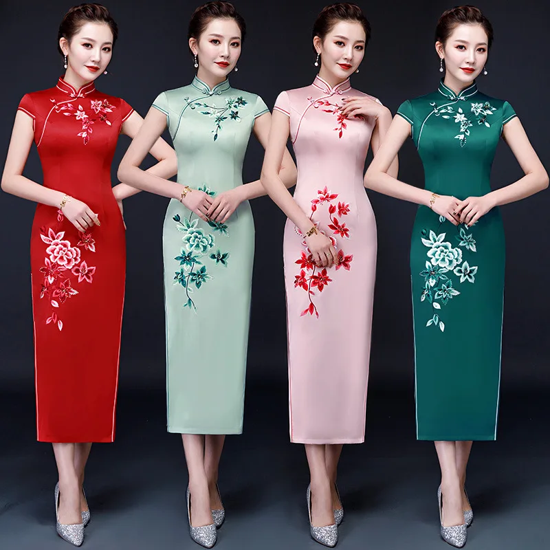 

Yourqipao длинное китайское платье Cheongsam с вышивкой, весна-лето 2022, длинное вечернее платье Qipao больших размеров для женщин