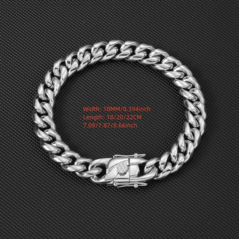 10MM 316L Titanium Steel Golden Dragon Head Buckle Cuban Chain Bracelet For Men Fashion Hip Hop Rock Jewelry Christmas Gift