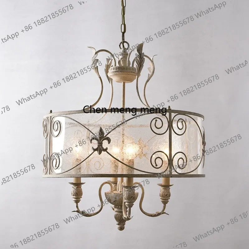 D80 American simple glass dining room restaurant light French retro wood art bedroom entrance island lamp