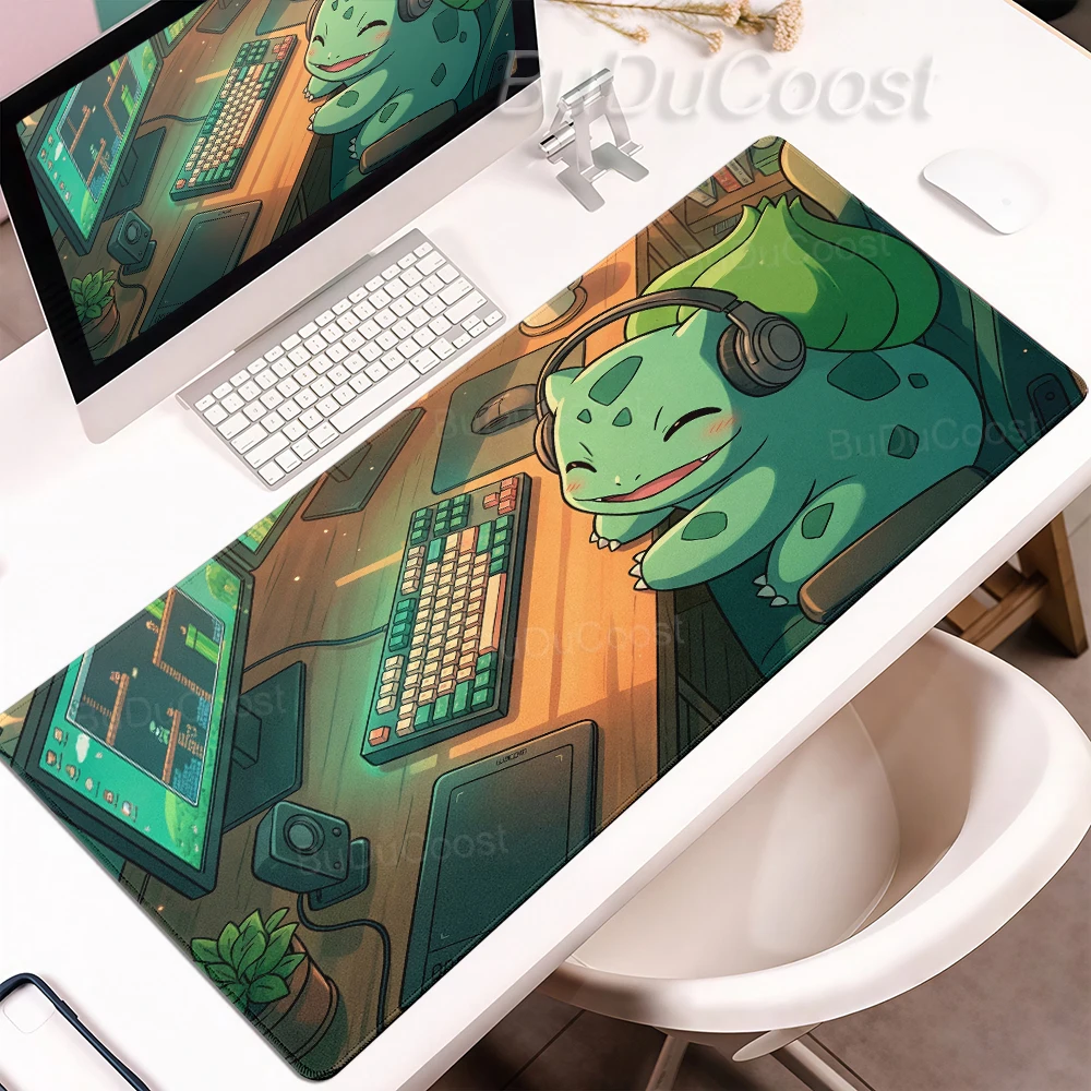 Mauspad Pokemon Bulbasaur XXL Playpad Gamer Großes Mauspad Anime Schreibtischunterlage Gaming-Tastatur Bürozubehör PC-Schrank Teppich