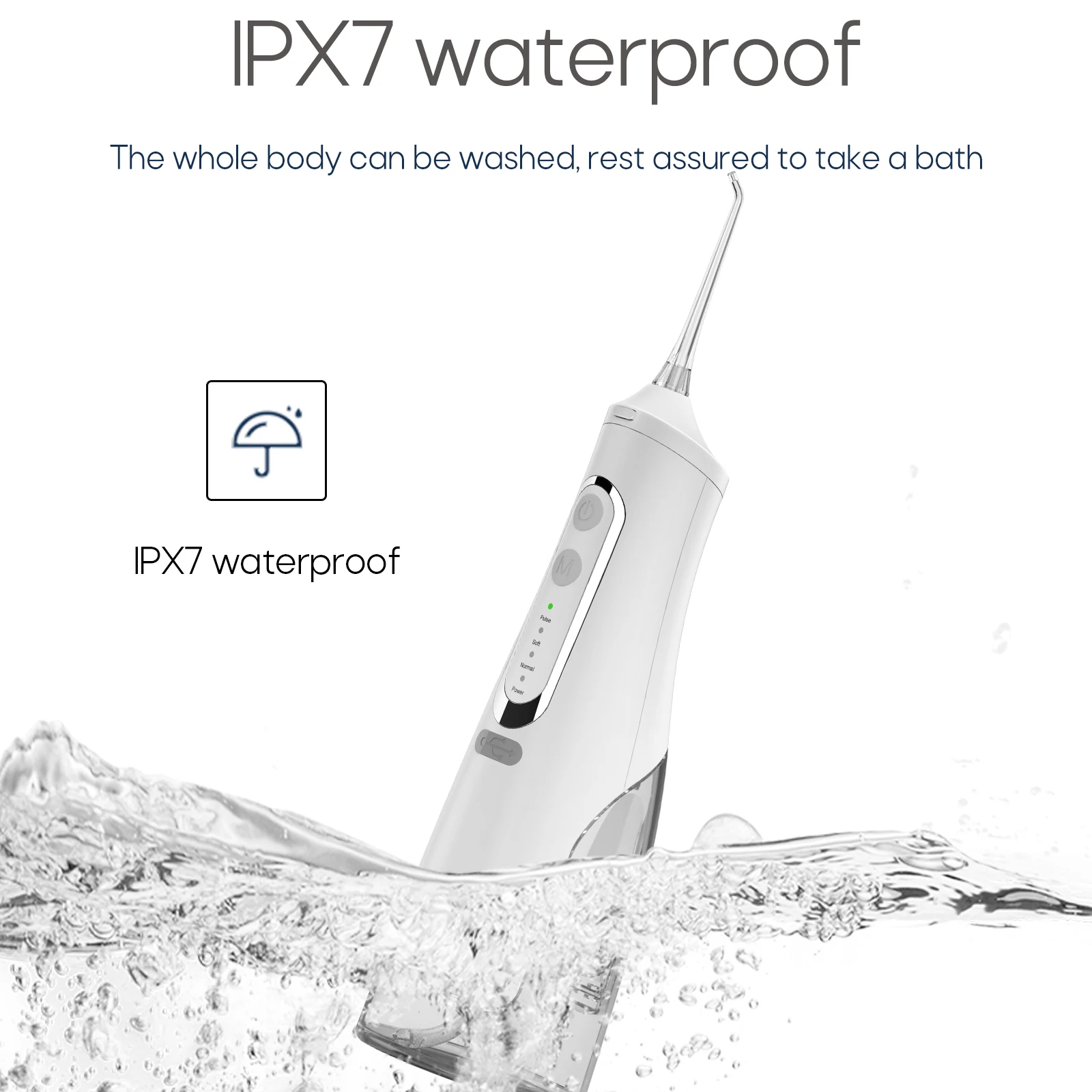 Oral Irrigator USB Rechargeable Water Flosser Portable Dental Water Jet 310ML Water Tank IPX7 Waterproof Teeth Cleaner Travel