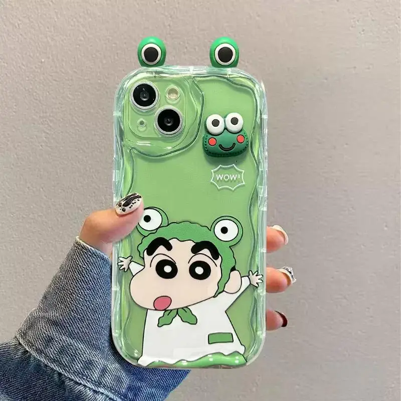 3D Frog Eyes Cute Crayon Shin-chan Case For Infinix Note 40 30 Pro Zero 30 Hot 40i Smart 8 7 GT 20 Cover Soft Capa Clear