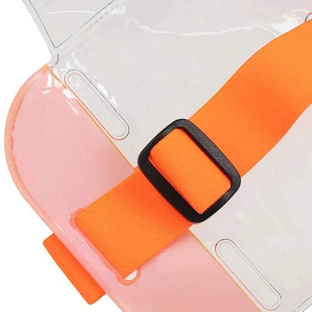 Borsa per carte semplice in tinta unita PVC Uomo Donna Porta badge identificativo Custodia per carte di credito Fascia per foto Fascia da braccio elastica trasparente