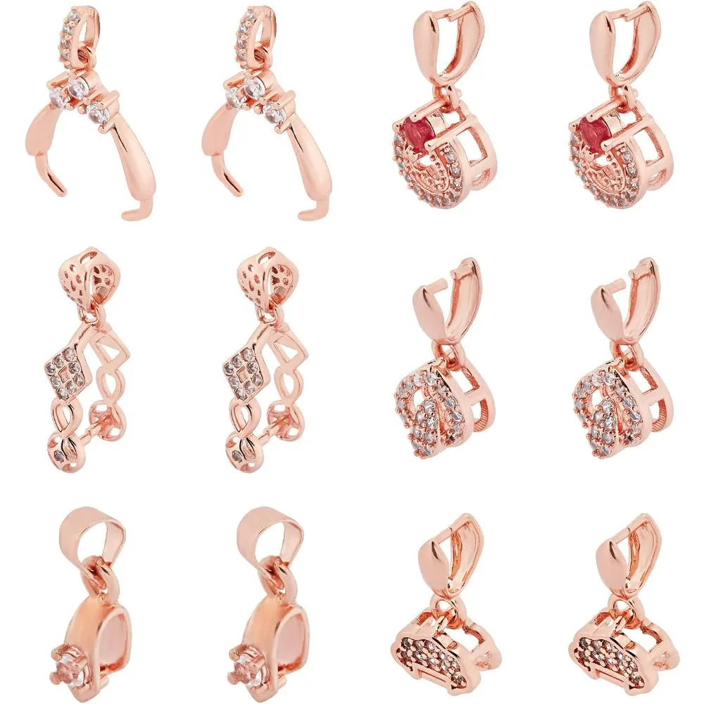 

12 шт., щипцы для розы, 6 стилей, стразы, щипцы для льда, микро-паве, кубический цирконий, зажимы для розы, булавка