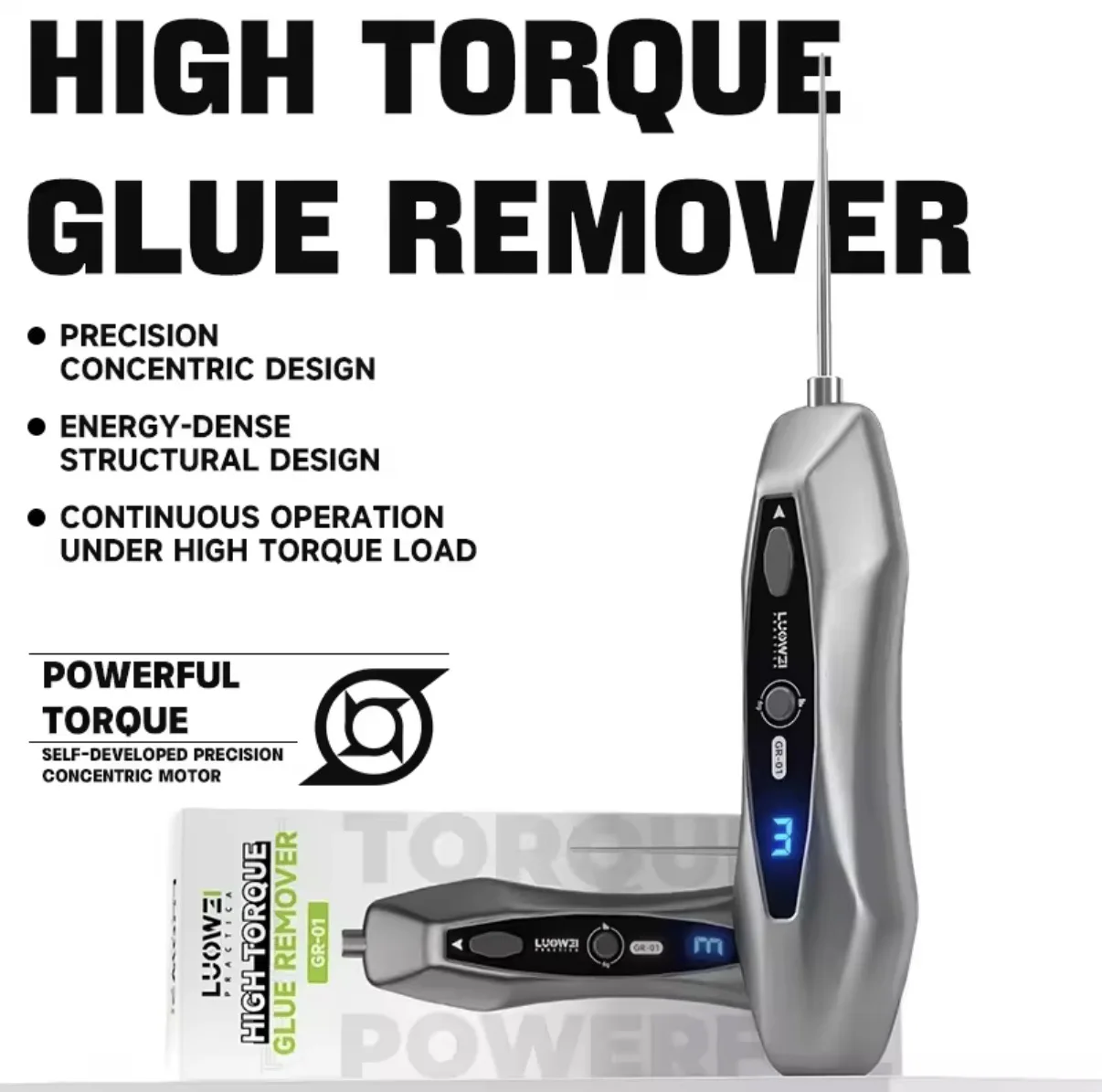 Luowei GR-01 GTR High-Torque Glue Removal Machine OCA Glue Remover Electric Glue Rod For Mobile Phone Screen Cleaning Hand Tool