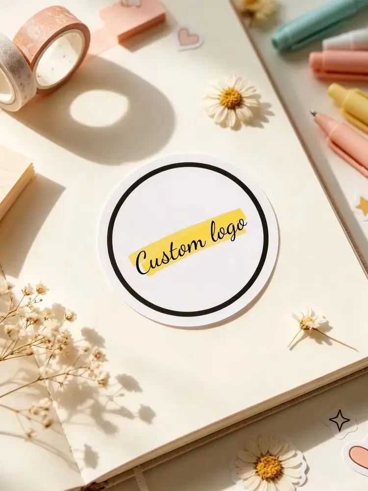 100 Stück individuelle runde Aufkleber, DIY-Siegelaufkleber, personalisierbares Logo, mehrere Stile, Hochzeit, Geburtstag, weiß, individuelle Produkte – Detail 1