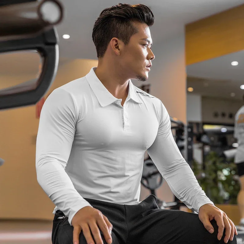 Camicia a compressione Dry Fit da uomo Rashgard Fitness Maniche lunghe Camicia da corsa Maglietta da palestra da uomo Maglia da calcio Abbigliamento