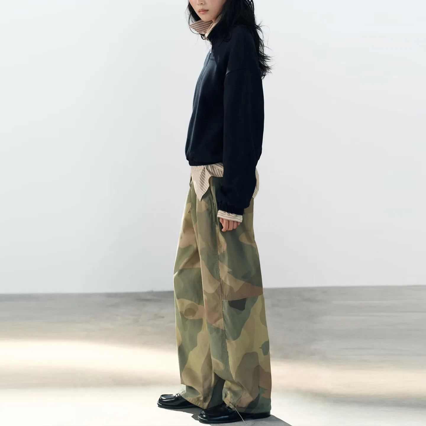 ZADATA Women's Printed Wide Leg Pants Belted mid Waist Tied Design Casual Style Autumn Collection Natural Waist Other Material