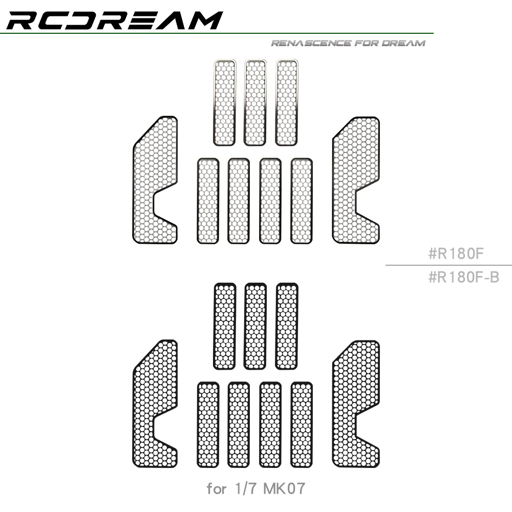 RCDream 1/7 Air Intake Grilles Radiator Grid Decorative Sheets for Croboll RC JK07 MK07 Bonnet  Hood Upgrade Option Parts #R180F