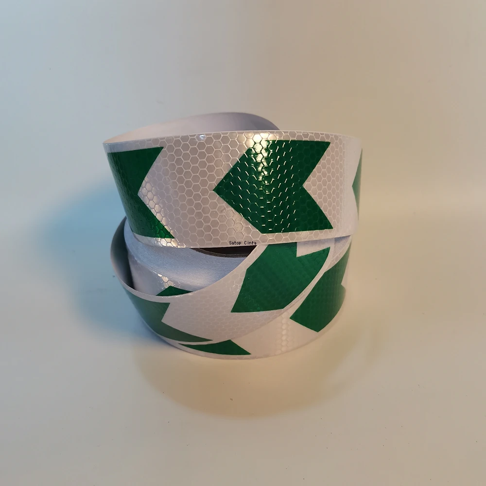 

High Visibility Reflective Bicycle Stickers Small Arrow White-Green Tapes 5CM*5M Warning Safety Reflectors Strips For Motorcycle