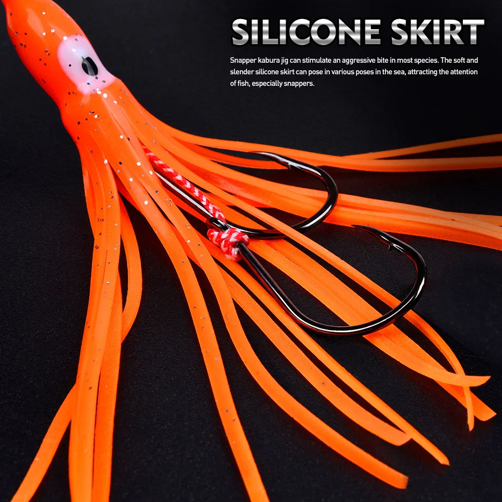 1 Stück Inchiku Jig-Köder, 40 g-200 g, langsamer Metall-Jig, leuchtender Tintenfisch-Haken, sinkendes Salzwasser-Spinn-Angeln für Marlin Snapper Grouper – Detail 4