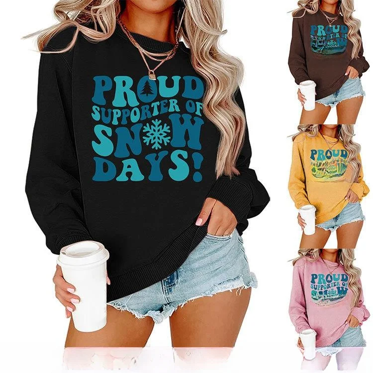 

Женская толстовка повседневная, удобная, с круглым вырезом, с принтом, стандартной длины рукавов, без капюшона, с завязками на талии, зимняя мода