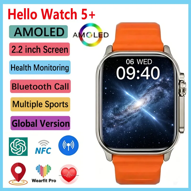 

New Hello Watch 5 Smart Watch Bluetooth Talk Smartwatch Message Alert Heart Rate Monitor Sports Watch for Android IOS Men Women