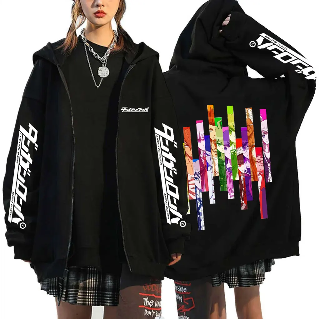 

Anime Danganronpa Merch Zipper Hoodie Men Women Fleece Cotton Zip Up Sweatshirt Male Manga 90s Cosplay Zip Up Jacket Streetwear