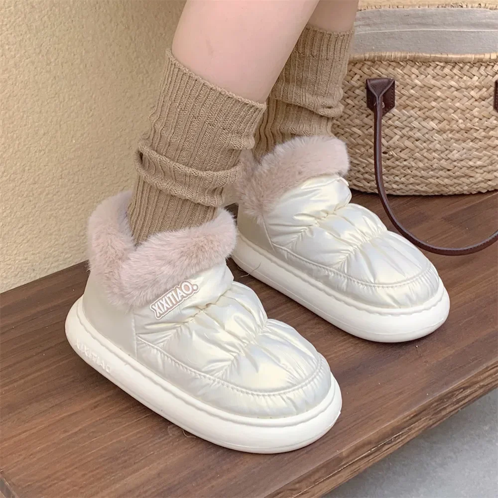 

Internet Celebrity New Fashion Simple Plush Warm Winter Short Boots Wear Waterproof Thickened Bread Snow Boots Women