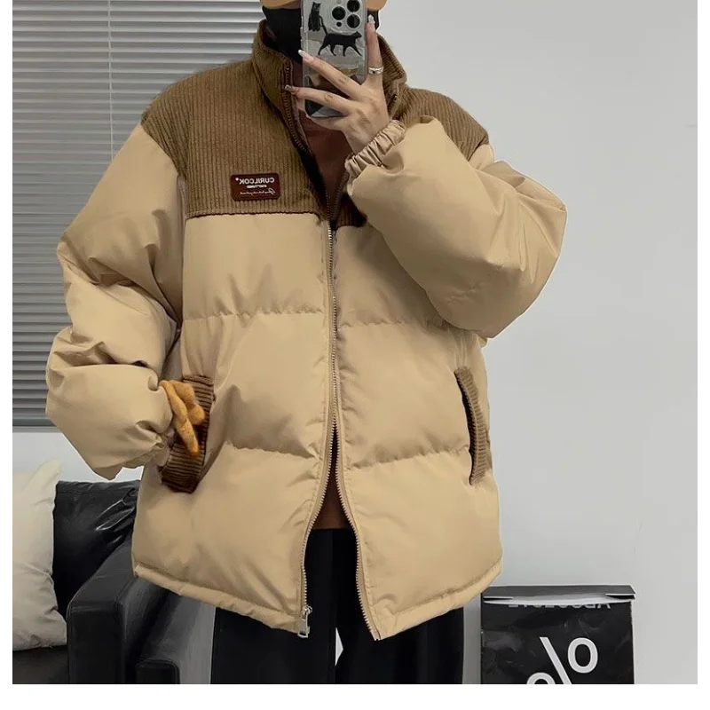 Zipper Down Cotton Jacket Embroidered Pattern Winter New Bread Suit Retro Thickened Cotton Jacket Color Combination