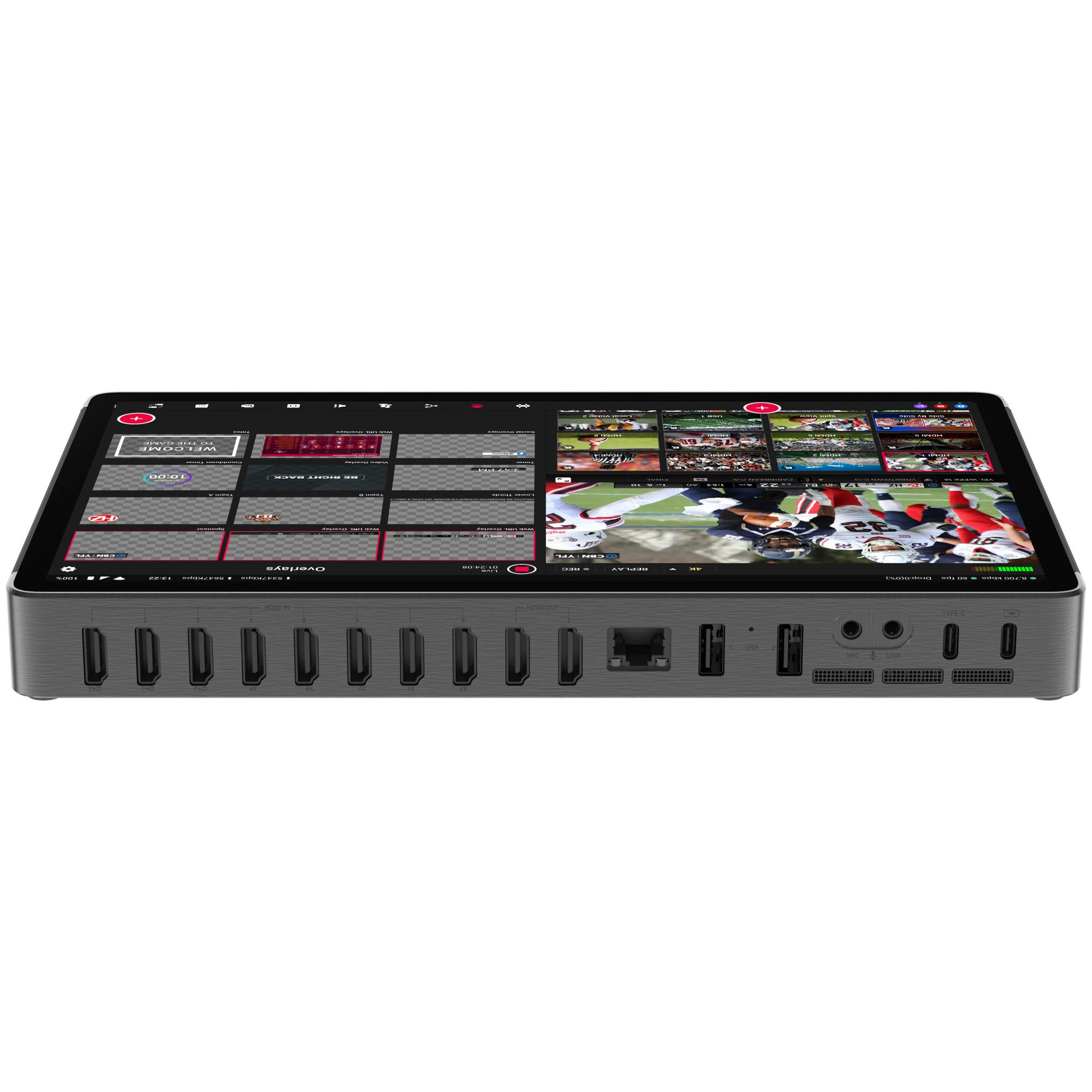 YoloLiv YoloBox Extreme, alles-in-één 4K live videostreamingapparatuur met 8 HDMI-ingangen, Switcher Monitor Encoder Recorder