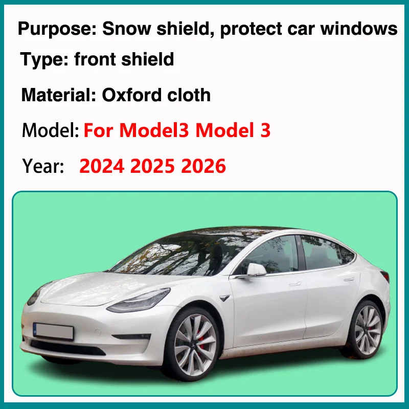 Car Front Sunshade For Tesla Model3 Model 3 2024-2026 Accessories Windshield Rain Cover Snow Shield Anti-dirty Waterproof Tools