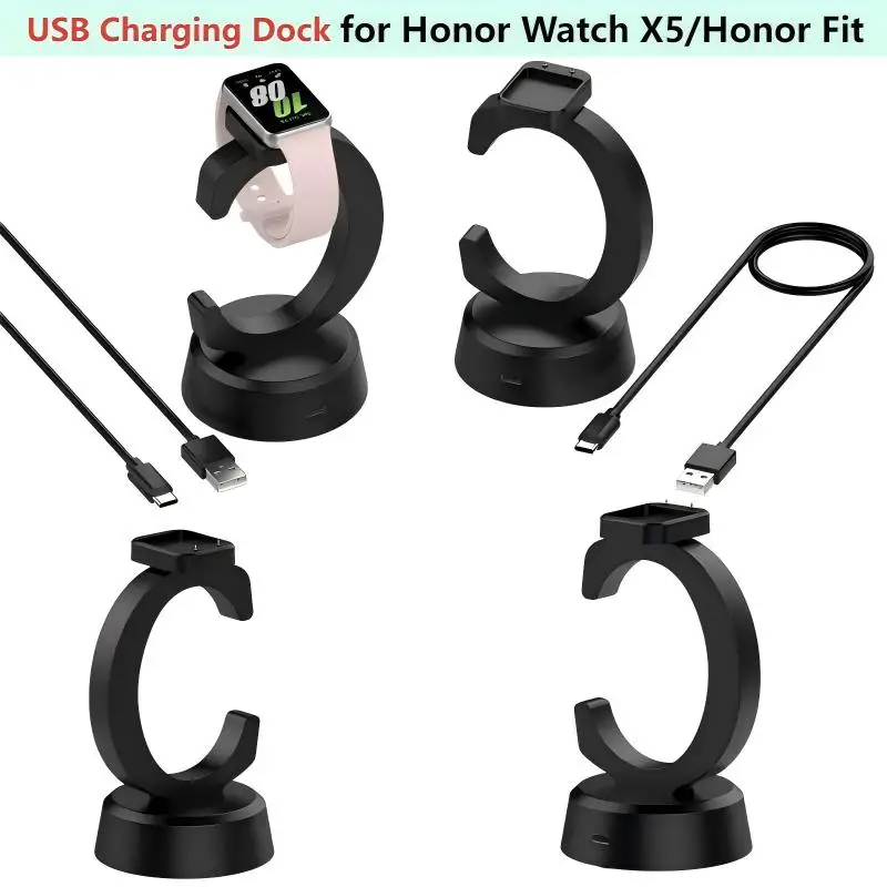 

USB Charging Dock for Honor Watch X5 Charging Bracket Charging Silicone Dock With Cable for Honor Fit Charger Accessories