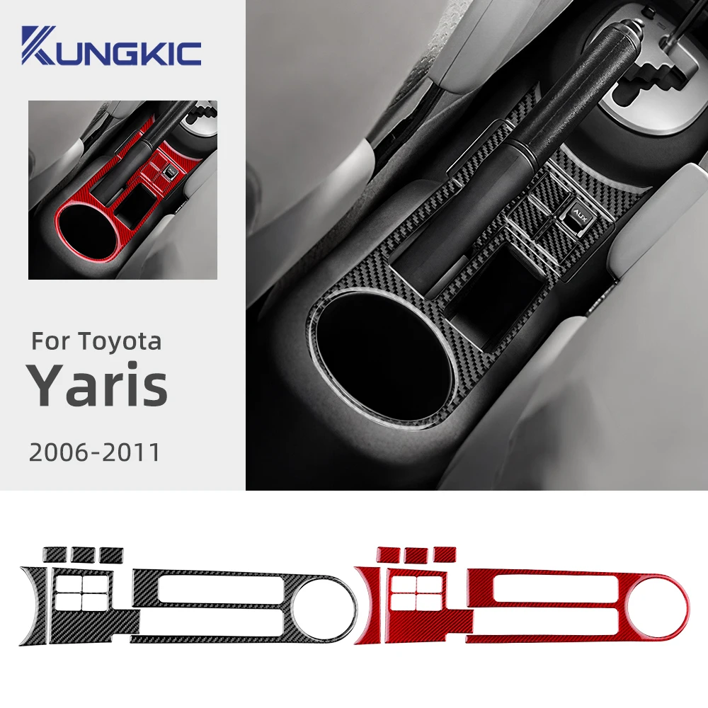 

For Toyota Yaris 2006 2007 2008 2009 2010 2011 Real Soft Carbon Fiber Sticker LHD RHD Car Gear Handbrake Water Cup Accessories